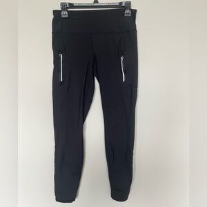 Black Athletic Leggings with Zipper Pockets